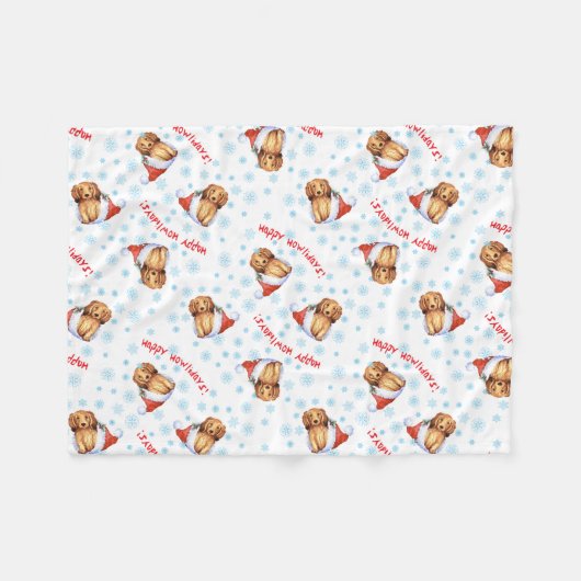 Kerstmis met Dachshund Fleece Blanket (Voorkant (Horizontaal))