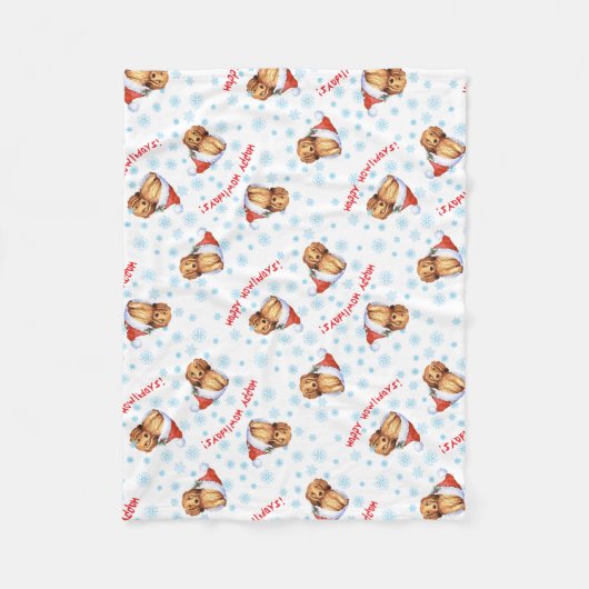Kerstmis met Dachshund Fleece Blanket Deken (Voorkant)