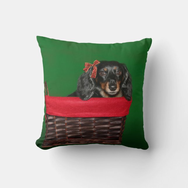 Kerstmis met Dachshund Kussen (Voorkant)