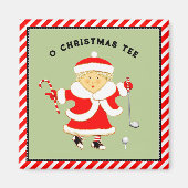 Kerstmis met damesgolf magneet (Voorkant)