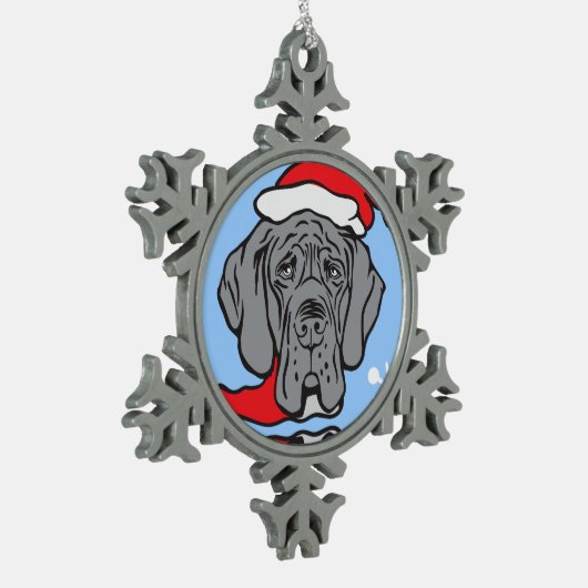 Kerstmis met Dane Face Tin Sneeuwvlok Ornament (Links)