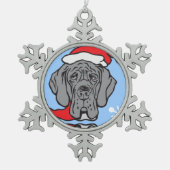 Kerstmis met Dane Face Tin Sneeuwvlok Ornament (Voorkant)