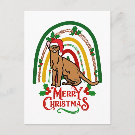 Kerstmis met de Abyssiniaanse kerstkat Feestdagenkaart (Voorkant)