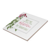 Kerstmis met de Cute Holiday Greenery Foliage Tegeltje (Zijkant)