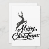 Kerstmis met de hand geschreven, springend hert en feestdagenkaart (Voorkant / Achterkant)