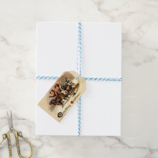 Kerstmis met de hond cadeaulabel (Met Touw)