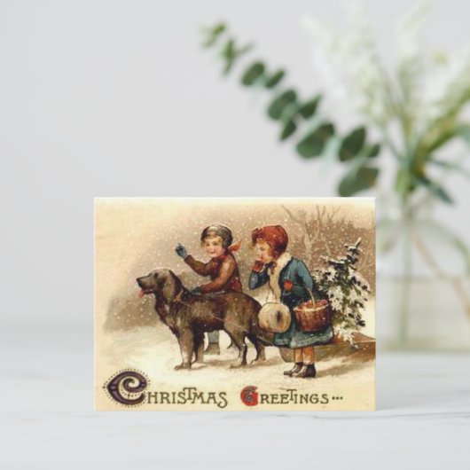 Kerstmis met de hond feestdagenkaart (Staand voorkant)
