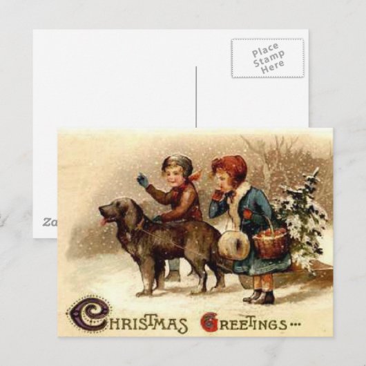 Kerstmis met de hond feestdagenkaart (Voorkant / Achterkant)