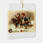 Kerstmis met de hond keramisch ornament (Rechts)