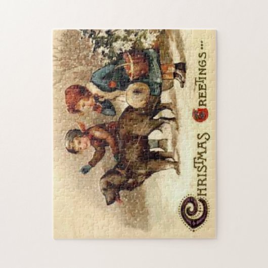 Kerstmis met de hond legpuzzel (Verticaal)