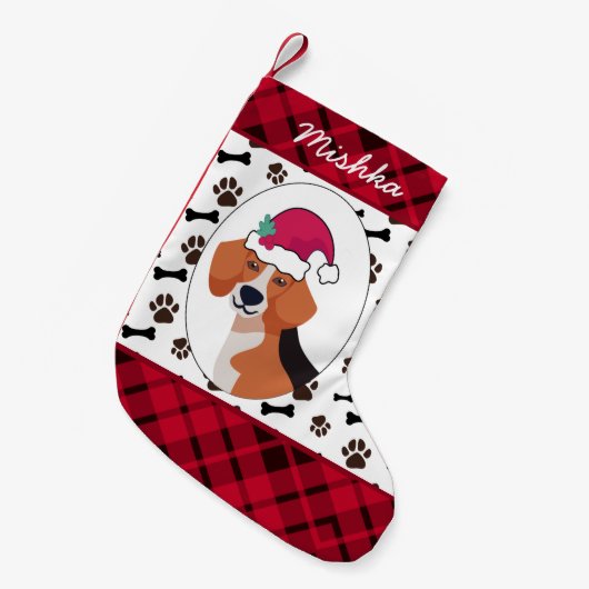 Kerstmis met de hond van Beagle met de aangepaste  Kleine Kerstsok (Voorkant (Hangend))