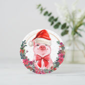 Kerstmis met de juffrouw van Piglet Bow met de gro Feestdagenkaart (Staand voorkant)