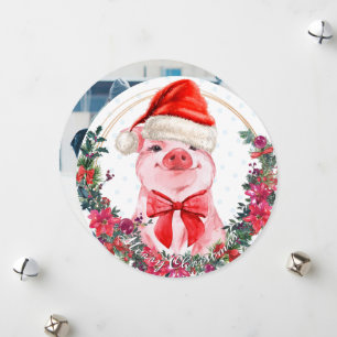 Kerstmis met de juffrouw van Piglet Bow met de gro Feestdagenkaart