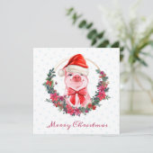 Kerstmis met de juffrouw van Piglet Bow met de gro Feestdagenkaart (Staand voorkant)