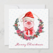 Kerstmis met de juffrouw van Piglet Bow met de gro Feestdagenkaart (Voorkant)