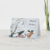 Kerstmis met de kerstboom van Moose Pulling Kaart (Voorkant)