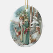 Kerstmis met de kerstman en de bosdieren keramisch ornament (Rechts)