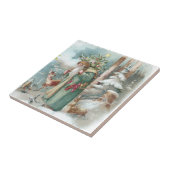 Kerstmis met de kerstman en de bosdieren tegeltje (Zijkant)