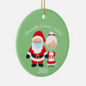Kerstmis met de kerstman en mevrouw Claus Wedding Keramisch Ornament (Rechts)