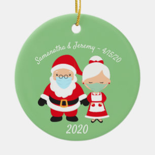 Kerstmis met de kerstman en mevrouw Claus Wedding Keramisch Ornament
