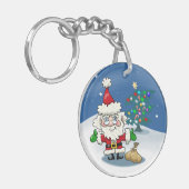 Kerstmis met de Kerstman en zijn rendierSleutelhan Sleutelhanger (Voorkant Links)
