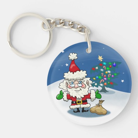 Kerstmis met de Kerstman en zijn rendierSleutelhan Sleutelhanger (Voorkant)