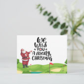 Kerstmis met de kerstman Golfer Merry op golfbaan Briefkaart (Staand voorkant)