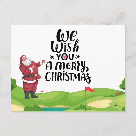 Kerstmis met de kerstman Golfer Merry op golfbaan Briefkaart (Voorkant)
