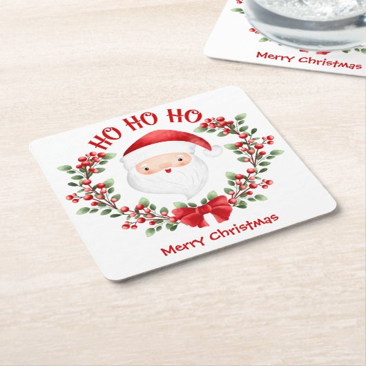 Kerstmis met de kerstman kartonnen onderzetters (Schuin)