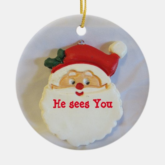 Kerstmis met de kerstman keramisch ornament (Voorkant)