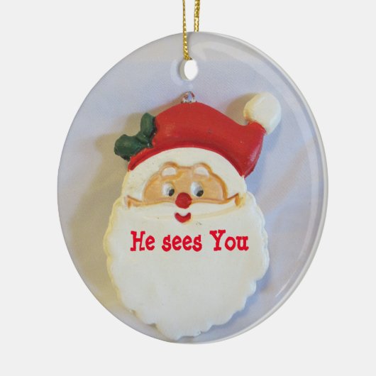 Kerstmis met de kerstman keramisch ornament (Links)