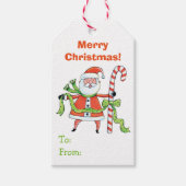 Kerstmis met de kerstman met de terugrebeker cadeaulabel (Voorkant)