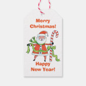 Kerstmis met de kerstman met de terugrebeker cadeaulabel (Achterkant)