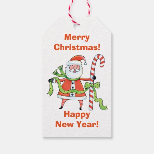 Kerstmis met de kerstman met de terugrebeker cadeaulabel (Achterkant)