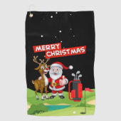 Kerstmis met de kerstmangolfer Merry, groen Golfhanddoek (Voorkant)