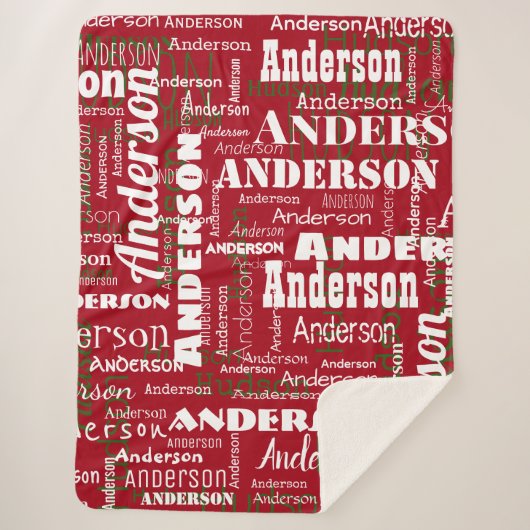 Kerstmis met de naam Red White Green Sherpa Deken (Voorkant)