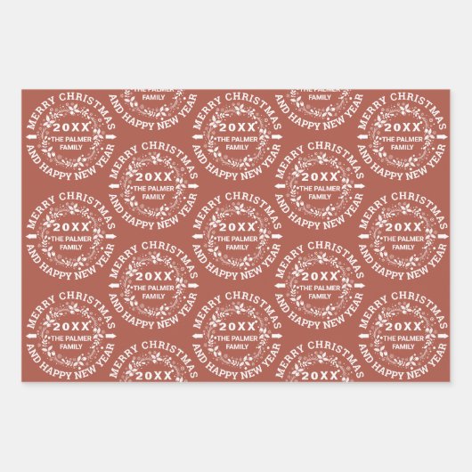 Kerstmis met de naam terracotta inpakpapier vel (Voorkant)