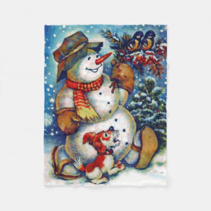 Kerstmis met de oude Frosty de Sneeuwman Fleece Deken