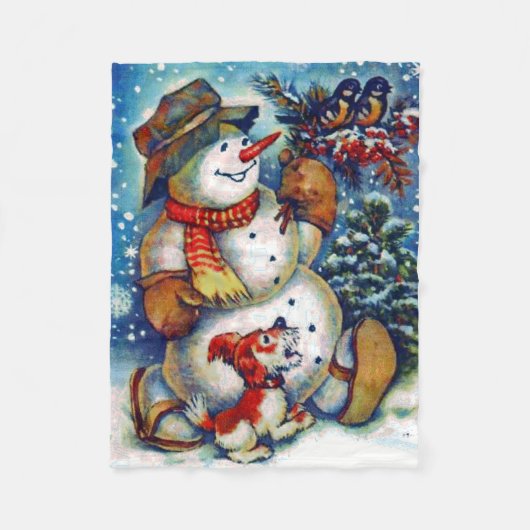 Kerstmis met de oude Frosty de Sneeuwman Fleece Deken (Voorkant)