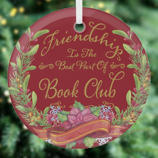 Kerstmis met de rode boekenclub glas ornament