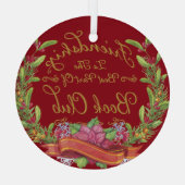 Kerstmis met de rode boekenclub glas ornament (Achterkant)
