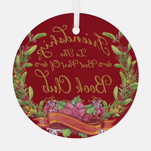 Kerstmis met de rode boekenclub glas ornament (Achterkant)