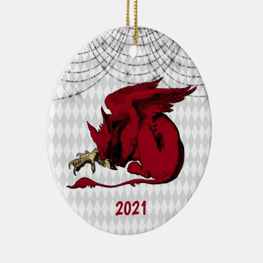 Kerstmis met de Rode Griffin Keramisch Ornament (Rechts)