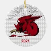  Kerstmis met de Rode Griffin Keramisch Ornament (Achterkant)