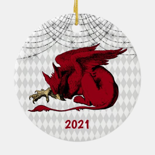  Kerstmis met de Rode Griffin Keramisch Ornament (Achterkant)