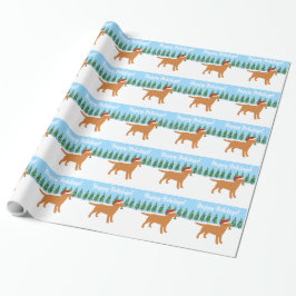 Kerstmis met de Rode Labrador Santa Hat Cadeaupapier