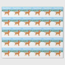Kerstmis met de Rode Labrador Santa Hat Cadeaupapier