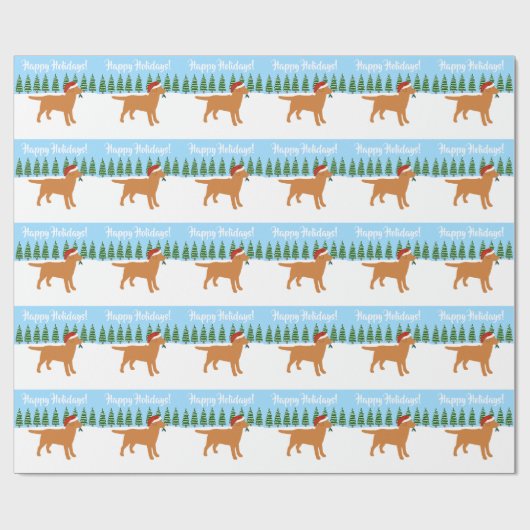Kerstmis met de Rode Labrador Santa Hat Cadeaupapier (Vlak)