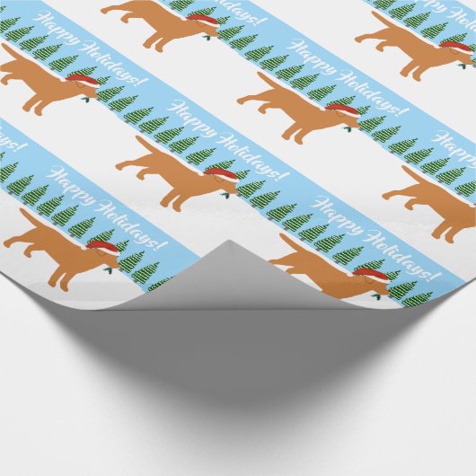 Kerstmis met de Rode Labrador Santa Hat Cadeaupapier (Hoek)