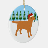 Kerstmis met de Rode Labrador Santa Hat Keramisch Ornament (Rechts)